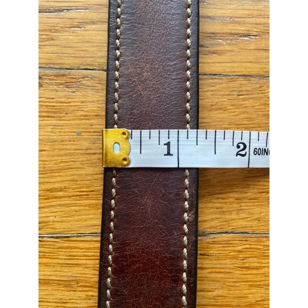 ALLEN EDMONDS Distressed Brown Leather Belt w/Stitch Accent sz 52